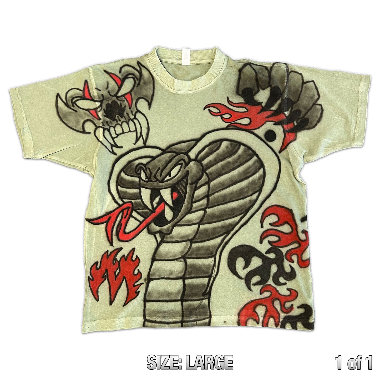 1 of 1 Airbrushed Heavy Weight Tee !COBRA! (Large)