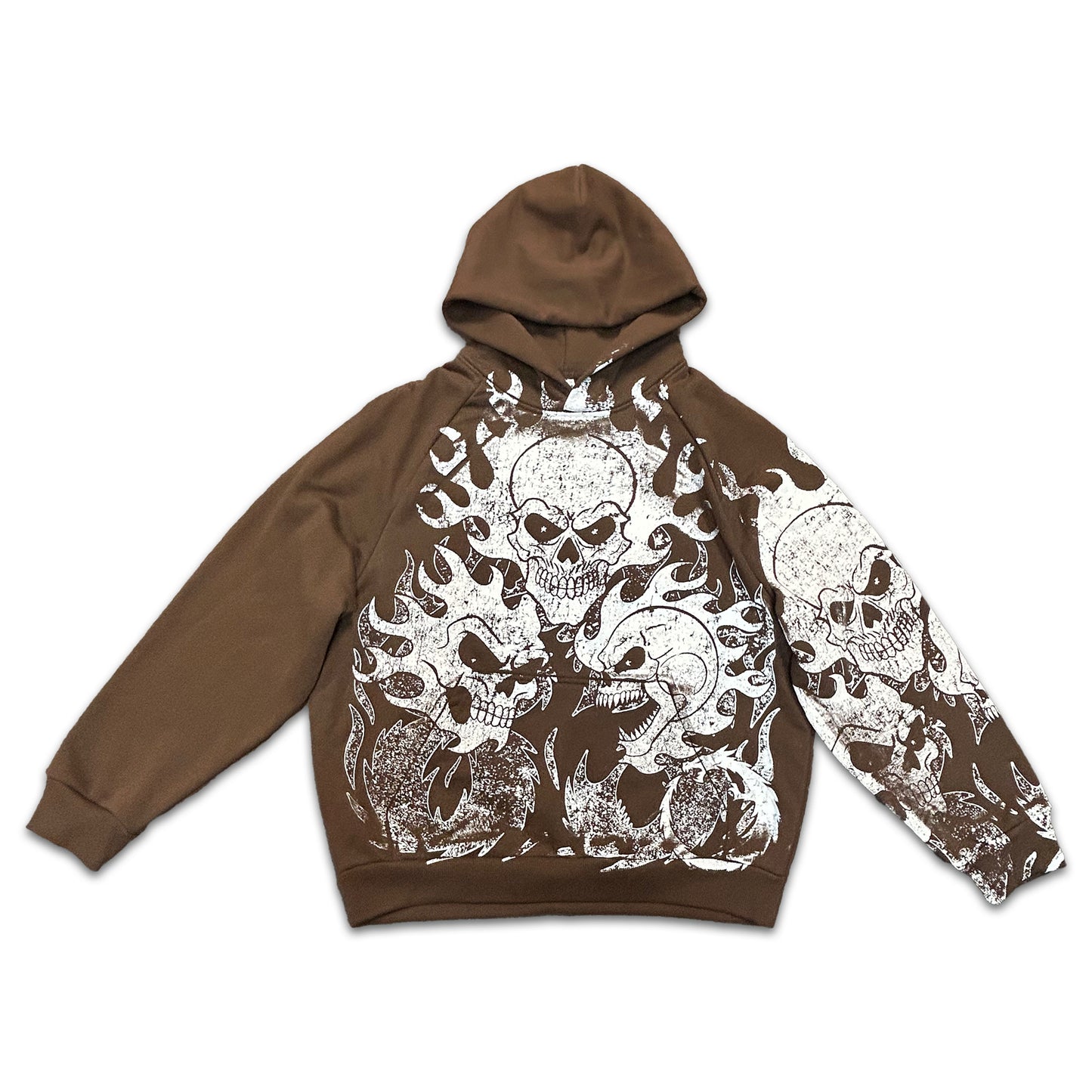 XTRA HEAVYWEIGHT BROWN SKULL HOODIE! (SIZE: XL)