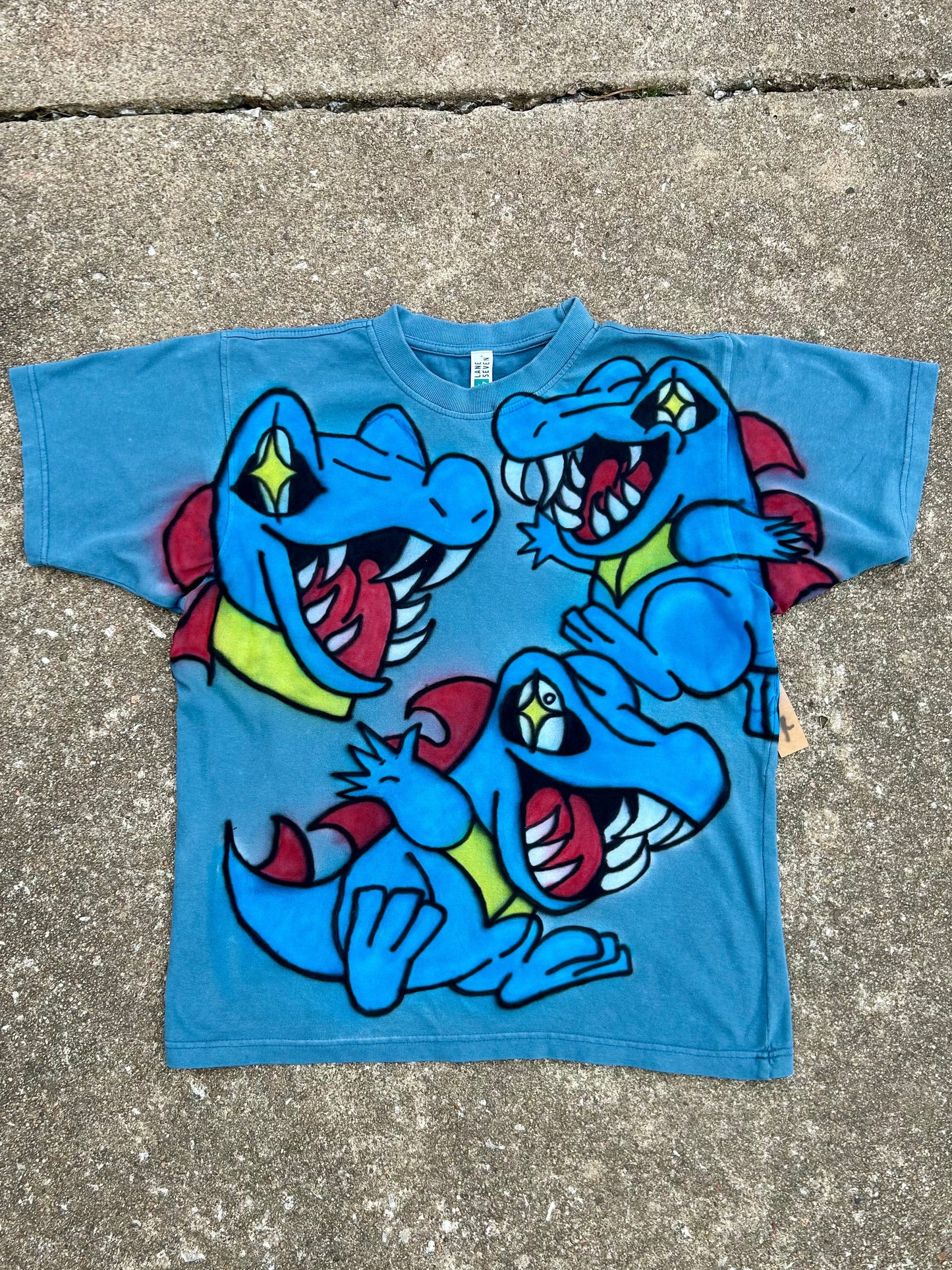 "Blue Crokz" Airbrush HEAVYWEIGHT Tee (MEDIUM)