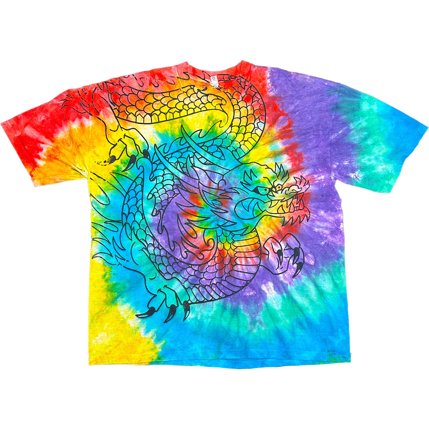 (2XL) RAINBOW DRAGON TIE-DYE TEE
