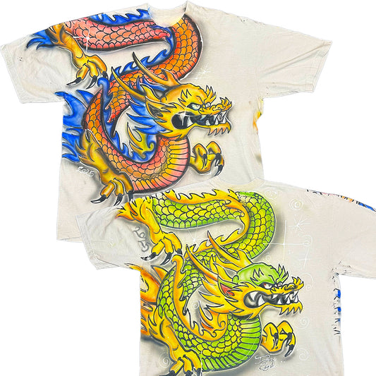 (2XL) DOUBLE SIDE! AIRBRUSHED DRAGON TEE
