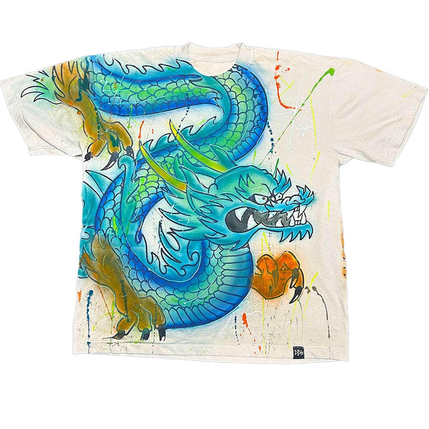(L) DOUBLE SIDED AIRBRUSHED DRAGON TEE