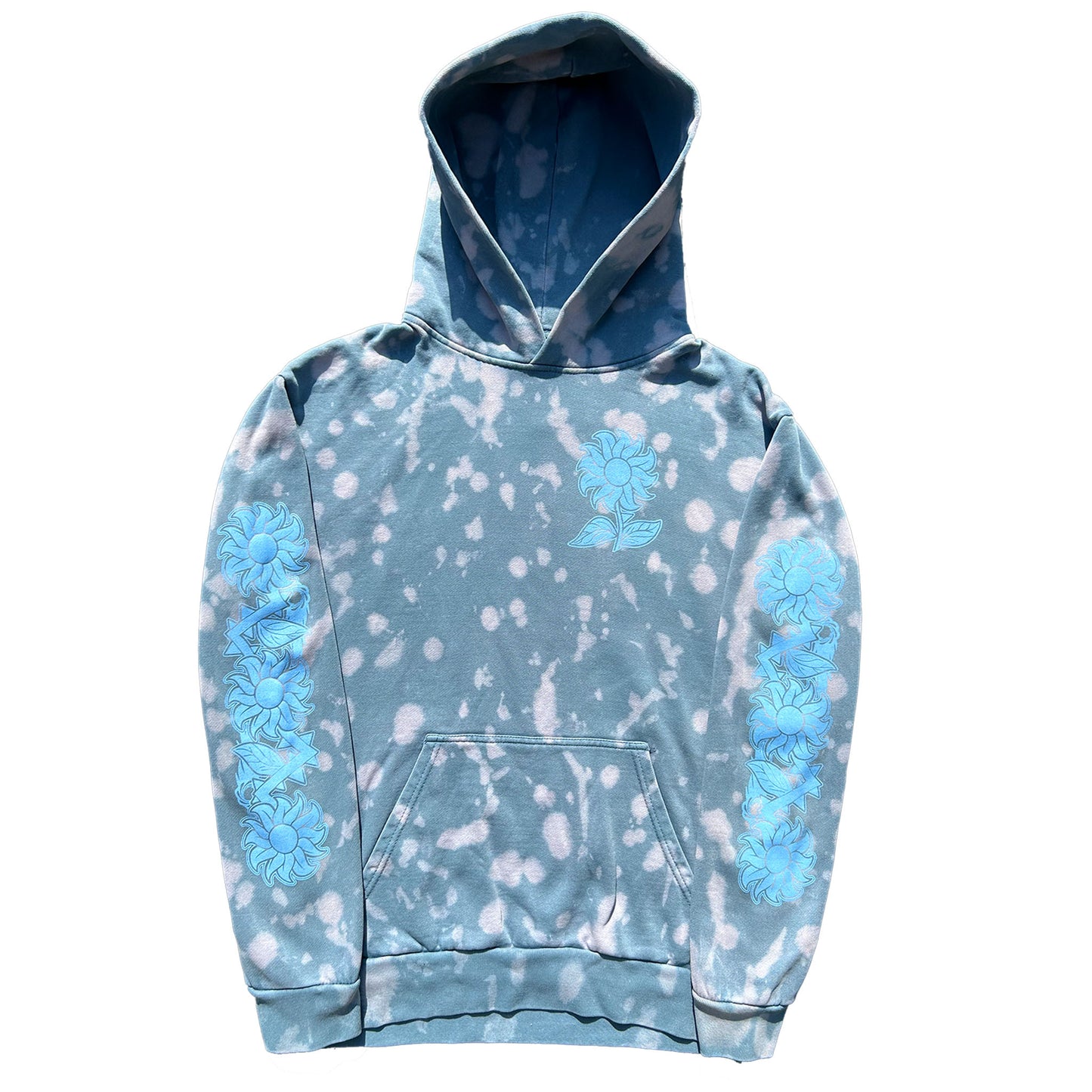 BLUE TIE DYE FLOWER FESTIVAL HOODIE