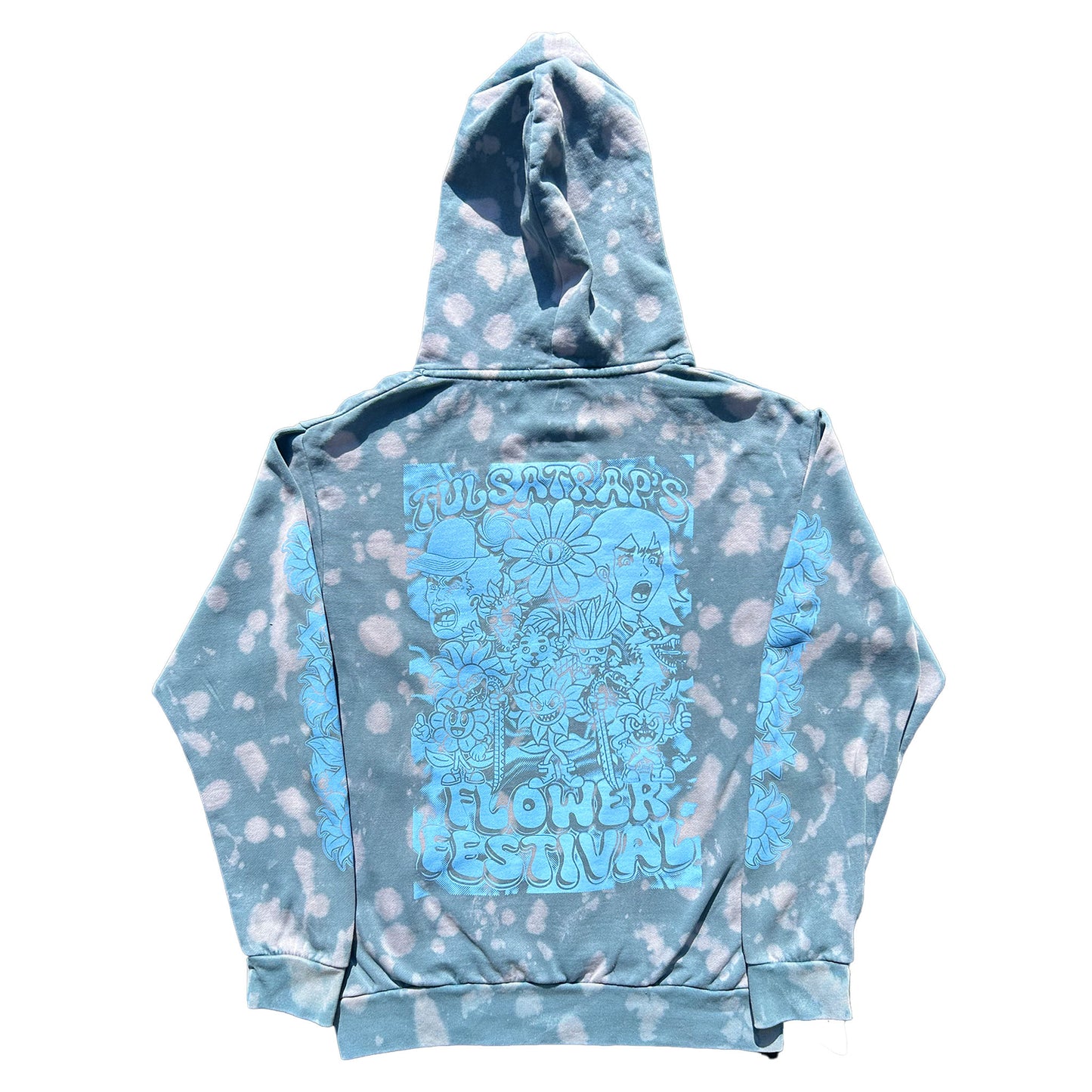 BLUE TIE DYE FLOWER FESTIVAL HOODIE