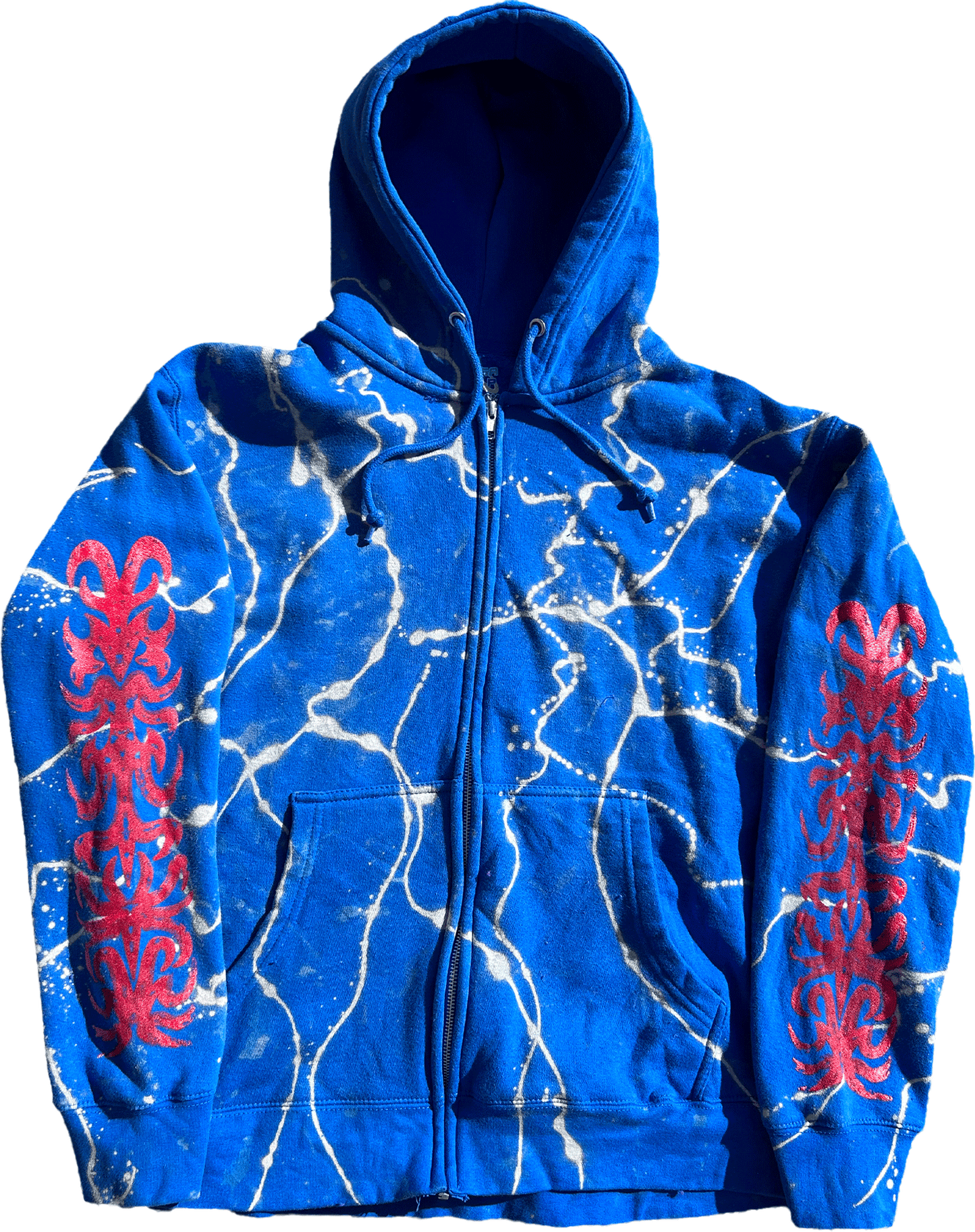 FREEZE DYED BLUE ZIP-UP HOODIE (MEDIUM)