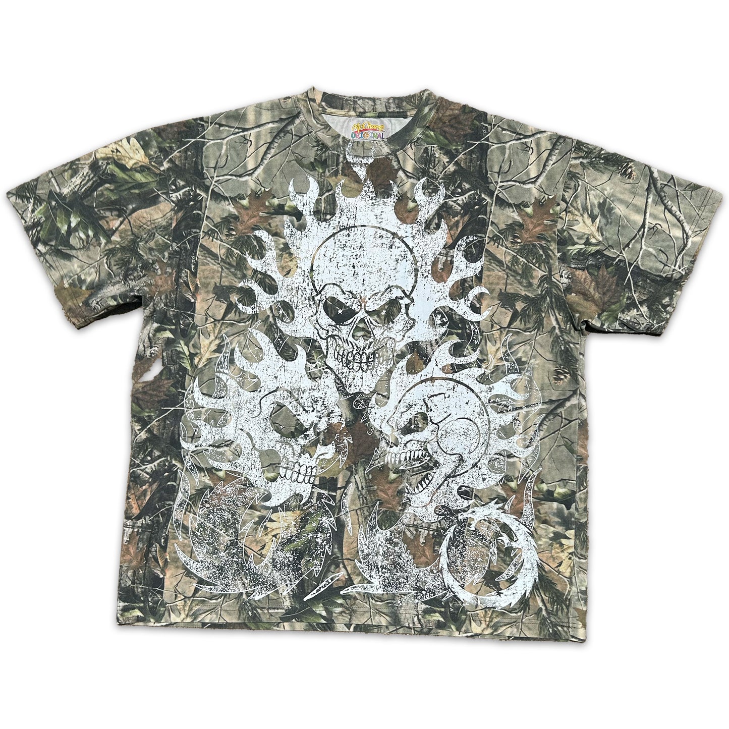 "Tri-Skull" HeavyWeight Camo Oversized Print tee (2XL)